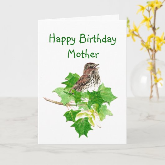誕生日の母水彩画のウタスズメの自然 カード (黄色い花)