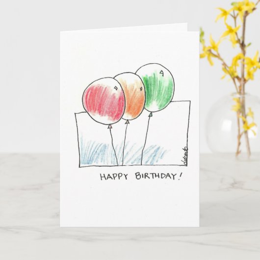 誕生日の気球 カード (黄色い花)