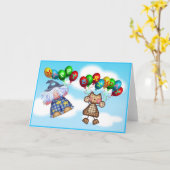 誕生日の気球 カード (黄色い花)