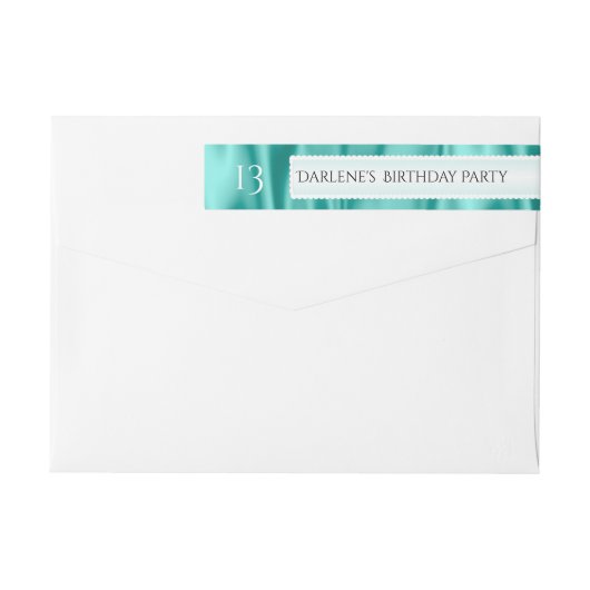 誕生日の水のフェイクなサテンの贅沢の生地を個人化して下さい ラップアラウンドラベル (裏面)