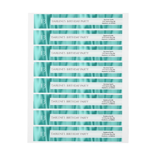 誕生日の水のフェイクなサテンの贅沢の生地を個人化して下さい ラップアラウンドラベル (シート)