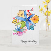 誕生日の水彩フローラ花束 カード (黄色い花)