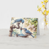 誕生日の水栓のブルーバード カード (黄色い花)