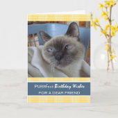 誕生日の洗濯籠の猫 カード (黄色い花)