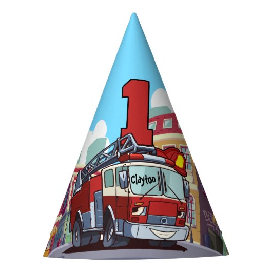 誕生日の消防車1号 パーティーハット (正面)
