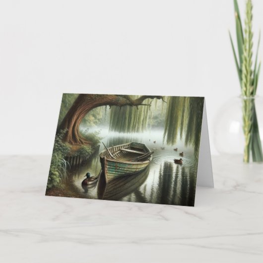 誕生日の漕ぎ舟(柳の下) カード (正面)