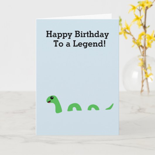 誕生日の漫画のネス湖モンスターのおもしろいな願い カード (黄色い花)