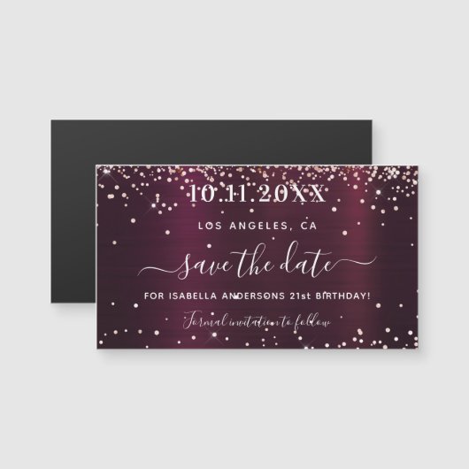 誕生日の熱烈な輝きのマグネットを保存 (正面/裏面)