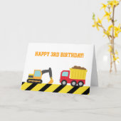誕生日の男の子のためのかわいい建築車 カード (黄色い花)
