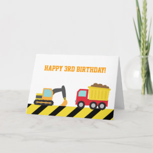 誕生日の男の子のためのかわいい建築車 カード