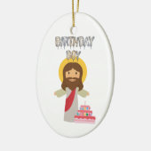 誕生日の男の子のクリスマス セラミックオーナメント (左)