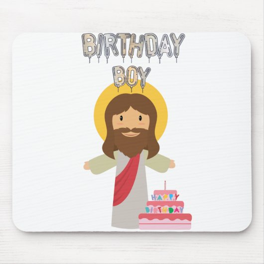 誕生日の男の子のクリスマス マウスパッド (正面)
