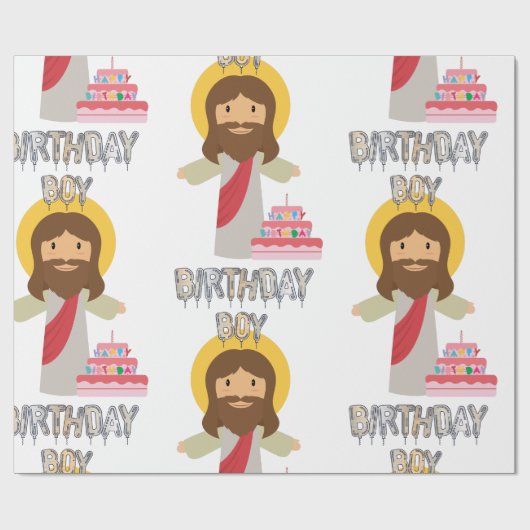 誕生日の男の子のクリスマス ラッピングペーパー (フラット)
