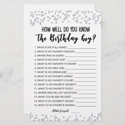 誕生日の男の子のゲームを知っているか (正面/裏面)