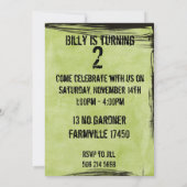 誕生日の男の子のパーティーの招待 招待状 (裏面)