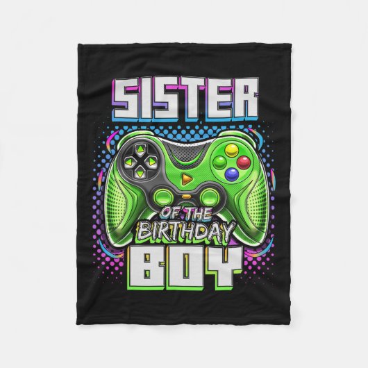 誕生日の男の子のマッチング家族のビデオゲーム部 フリースブランケット (正面)