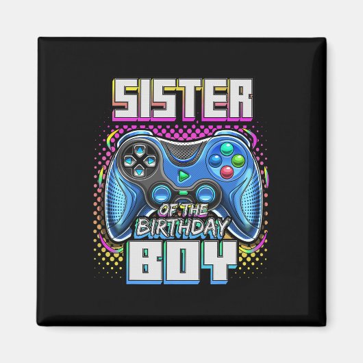 誕生日の男の子のマッチング家族のビデオゲーム部 マグネット (正面)