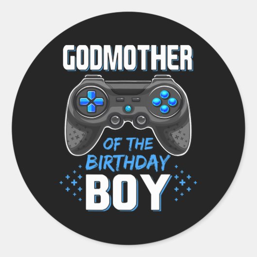 誕生日の男の子のマッチング家族ビデオゲームの ラウンドシール (正面)