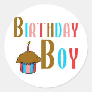 誕生日の男の子の多彩プロダクト ラウンドシール