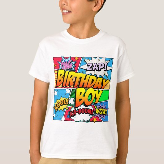 誕生日の男の子の漫画本 Tシャツ (正面)