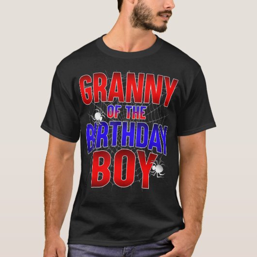 誕生日の男の子の衣装スパイダーウェブの日のおばあちゃん Tシャツ (正面)