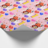 誕生日の男の子または女の子の年齢1のてんとう虫の包装紙 ラッピングペーパー (コーナー)