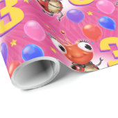 誕生日の男の子または女の子の年齢3のてんとう虫の包装紙 ラッピングペーパー (ロールコーナー)