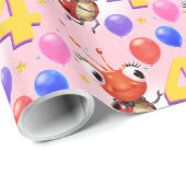 誕生日の男の子または女の子の年齢4のてんとう虫の包装紙 ラッピングペーパー (ロールコーナー)