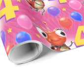 誕生日の男の子または女の子の年齢4のてんとう虫の包装紙 ラッピングペーパー (ロールコーナー)