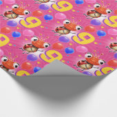 誕生日の男の子または女の子の年齢9のてんとう虫の包装紙 ラッピングペーパー (コーナー)