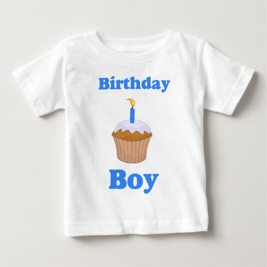 誕生日の男の子カップケーキシャツ ベビーTシャツ (正面)