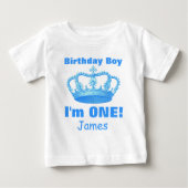 誕生日の男の子王冠の男の子は私がONE!名前をカスタムするV06N ベビーTシャツ (正面)