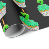 誕生日の疑問符キャンドルのカップケーキ ラッピングペーパー (ロールコーナー)