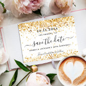 誕生日の白いエレガント金ゴールド日付の保存 案内ポストカード