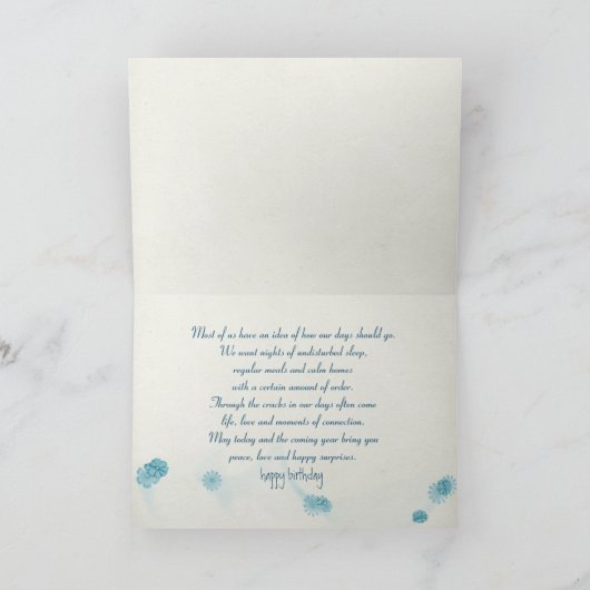 誕生日の白いデイジー畑 カード (内部)