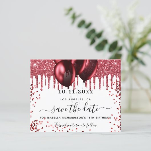 誕生日の白い赤いバルーン予算の保存日 (スタンド正面)