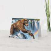 誕生日の白熊がサーモンを捕まえる カード (正面)