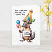 誕生日の皮肉な驚きのプラットープス カード (黄色い花)