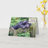 誕生日の眠いチンパンジーユーモアのあるー カード (黄色い花)