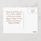 誕生日の祝福の祈り 素晴らしい山々のカスタム ポストカード (裏面)