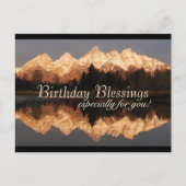 誕生日の祝福の祈り 素晴らしい山々のカスタム ポストカード (正面)