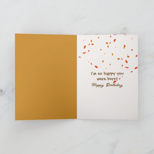 誕生日の秋のハムスターがクルミの殻に カード (内部)