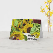 誕生日の空白のなカードを待っているヒマワリ カード (黄色い花)