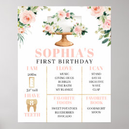 誕生日の節目のポスターモダンフローラケーキ ポスター