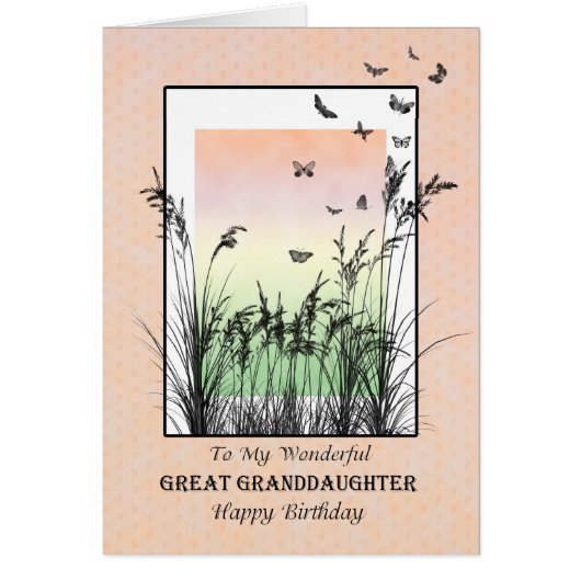 誕生日の素晴らし孫娘と蝶 (正面)