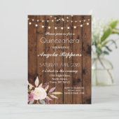 誕生日の素朴な木製のキンセアニェラの花の招待15 招待状 (スタンド正面)