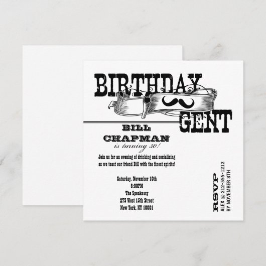 誕生日の紳士 招待状 (正面/裏面)