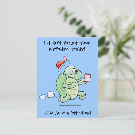 誕生日の終わりの挨拶をした漫画の亀 ポストカード (スタンド正面)