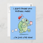 誕生日の終わりの挨拶をした漫画の亀 ポストカード (正面/裏面)
