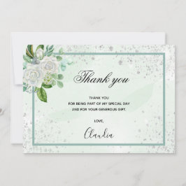 誕生日の緑のフローラ写真サンキューカード サンキューカード